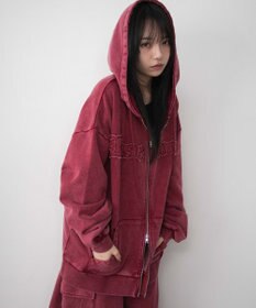 WEGO ロゴヴィンテージウォッシュジップパーカー