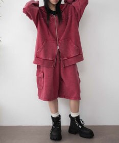 WEGO ロゴヴィンテージウォッシュジップパーカー