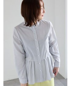 Te chichi パール釦スタンドフリルペプラムブラウス