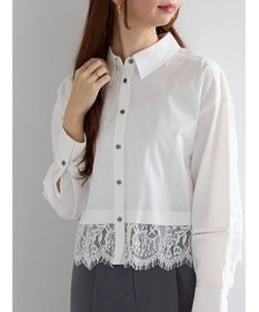 Te chichi スカラップレース切替シャツブラウス