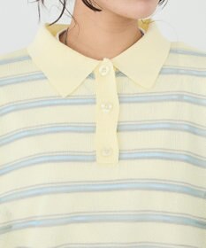 CRAFT STANDARD BOUTIQUE シアーボーダーポロ衿ニットプルオーバー