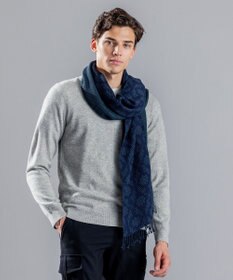 JOSEPH HOMME シルクカシミヤ　プリーツストール　オーナメント柄