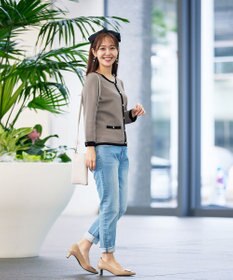 Tiaclasse L 【洗える】フェイクリボンポケット付きカーディガン