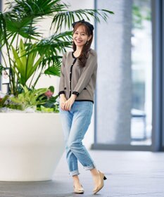 Tiaclasse L 【洗える】フェイクリボンポケット付きカーディガン