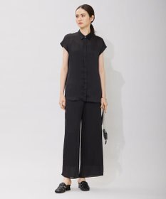 ICB 【接触冷感・洗える】サテンヨウリュウ ワイドストレートパンツ