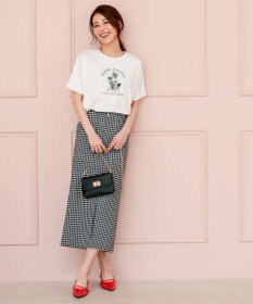 ANY SIS フラワープリント ロゴＴシャツ