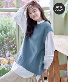 Tiaclasse L 【新色追加・2way・洗える】シャツドッキングニットベスト