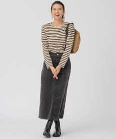 23区 【洗える】23区DENIM ベルベットストレッチ Aライン スカート