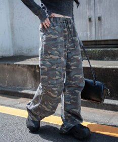 WEGO 【ウエストゴム】ヴィンテージウォッシュパラシュートカーゴパンツ