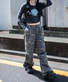 WEGO 【ウエストゴム】ヴィンテージウォッシュパラシュートカーゴパンツ