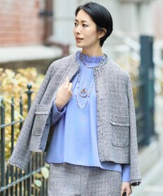 自由区 L 【17号サイズまで展開・カタログ掲載】ライトミックスツイード ジャケット