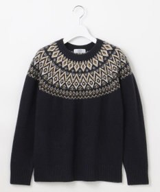 J.PRESS LADIES 【WEB限定カラーあり・洗える】FAIR ISLE ラウンドネック ニット