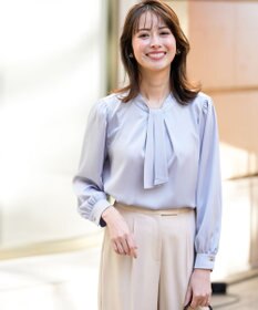 ANY SIS 【4WAY】長袖 ボウブラウス ライトブルー