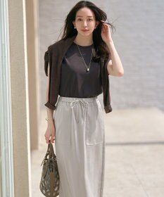 23区 【撥水加工/洗える】スムースサテン Iライン スカート