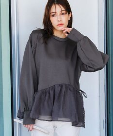 Tiaclasse 【洗える】ペプラムオーガンジーポンチトップス