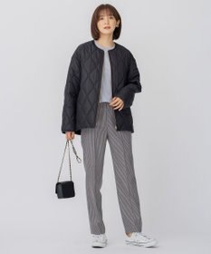 23区 ウールミルドストレッチチェック テーパードパンツ