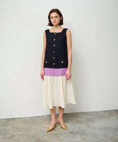 GRACE CONTINENTAL リネンタッチ配色ワンピース
