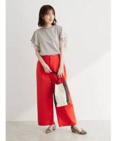 Green Parks 綿麻混タックストレートワイドパンツ