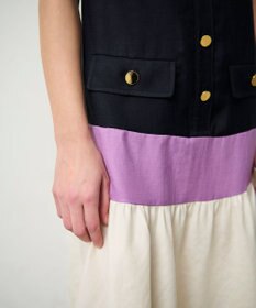 GRACE CONTINENTAL リネンタッチ配色ワンピース