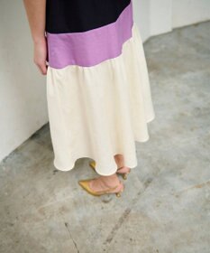 GRACE CONTINENTAL リネンタッチ配色ワンピース