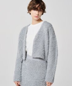 uncrave ヘアリー ラメ ニット ショート カーディガン（uncrave WHITE）