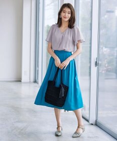 Tiaclasse 【洗える】シフォンフレアスリーブブラウス