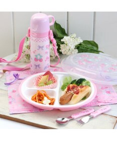 Mother garden マザーガーデン 野いちご ステンレス水筒 《花リボン柄》 470ｍｌ ダイレクト・コップ飲み