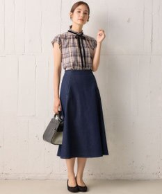 組曲 S 【リボンタイ付き】シアーツイルチェック ブラウス