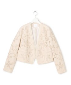 23区 【GOLD LABEL/見上愛さん着用】リネンエンブロイダリー ノーカラージャケット