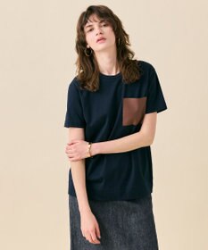 BEIGE， 【WEB限定・洗える】TORENIA / レザーポケットコットンクルーネックTシャツ