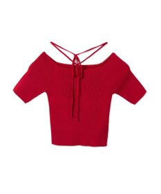 WEGO チョーカーリボン付きオフショルニット