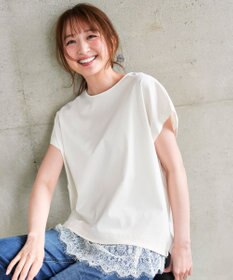 ANY SIS 【シルクタッチさら魅せTシャツ】後ろコクーン プルオーバー アイボリー