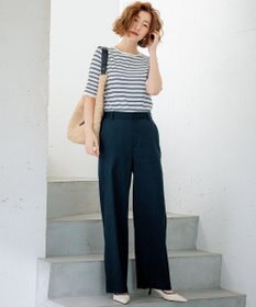 23区 S 【洗える】レーヨンポリエステルストレッチ 5分袖 ニット