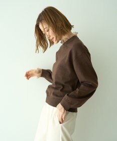 YECCA VECCA 2wayフリルクルーネックニット