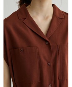 Green Parks 綿麻混開襟ワンピース