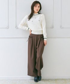 Feroux リボン刺繍ダイア柄 ニット