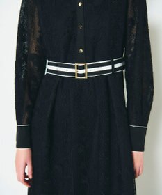 GRACE CONTINENTAL ストライプフラワー刺繍ワンピース