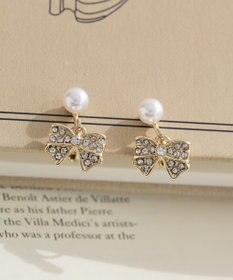 Maison de FLEUR リボンビジューイヤリング