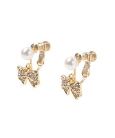 Maison de FLEUR リボンビジューイヤリング