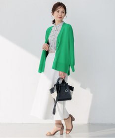 組曲 【ビジューボタン・アンサンブル対応】ハイゲージ ロングVネックカーディガン