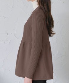 Tiaclasse L 【洗える】リブ切替フレアカーディガン