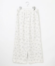 J.PRESS LADIES L 【洗える】ラインフラワープリント ワイドパンツ
