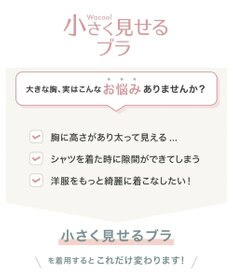 WACOAL 【小さく見せるブラ】 シンプル ブラジャー 着やせ効果 コンパクトにメイク バストの突出をおさえる 背中の段差を軽減 大きいサイズ レディース BRB452 /ワコール