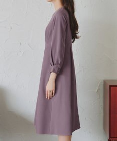 Tiaclasse 【洗える】ビジュー付きフロント切替タックワンピース