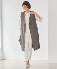 自由区 L 【洗える】テンセルリネンストレッチ ジレ