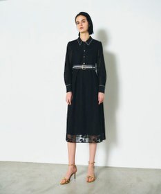 GRACE CONTINENTAL ストライプフラワー刺繍ワンピース