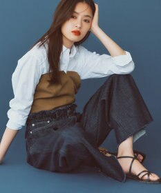 NAVE 【ReNAVE・洗える/軽量】ライトデニム ウエストギャザーパンツ