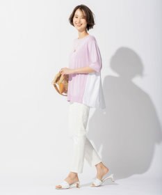 自由区 【洗える】ハイツイストコットンアセテート バックデザイン プルオーバーニット