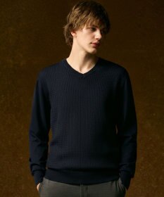 JOSEPH ABBOUD 【チクチクしない/ 3シーズン対応/サスティナブル】SNOWY Vネックセーター ネイビー系