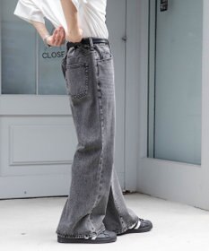 WEGO 【ユニセックス着用ITEM/SMLサイズ展開】デニムルーズフレアパンツ